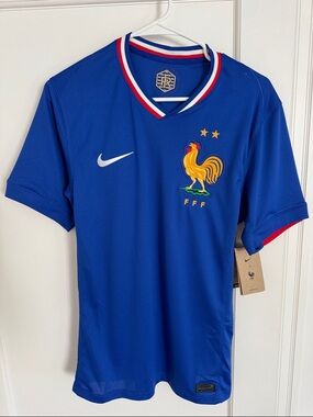 Nike Blue France Football Jersey with Yellow Rooster Crest